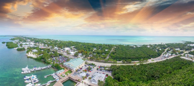 Islamorada,Coastline,At,Sunset,,Aerial,View,Of,Florida.