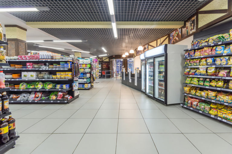 Interior of the supermarket Mirs. Grocery Store.